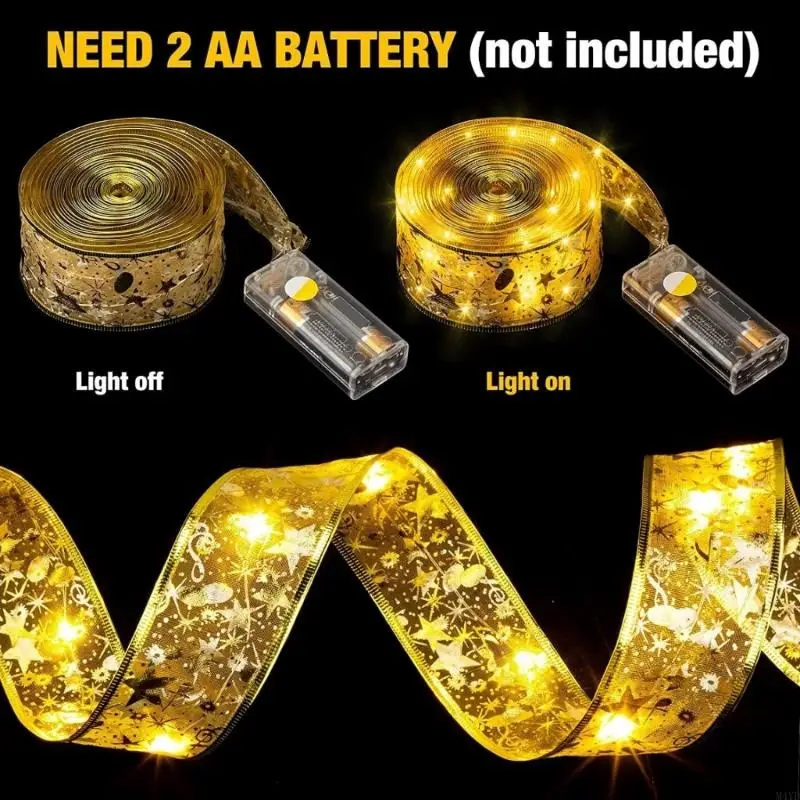 Battery Operated LED Ribbon Lights with Battery-Box Control, Flexible Christmas Print for Trees and Wall Displays M4YD