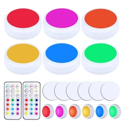 Super bright RGBW 13 Colors Timing LED Puck Lights Dimmable Under Cabinet Closet Light Multicolor Counter Kitchen Bedroom Lights