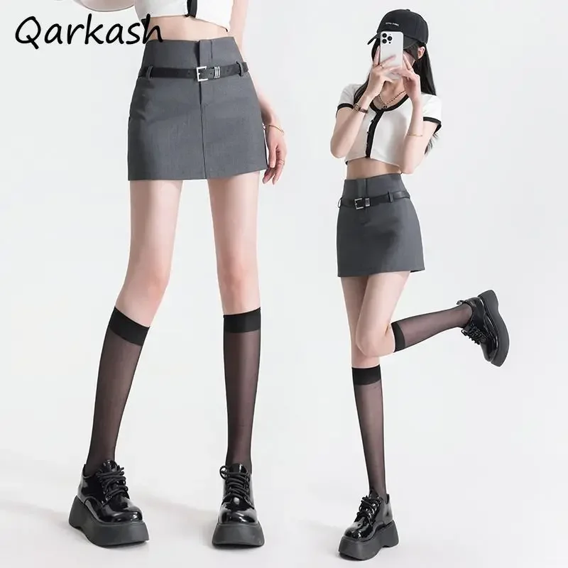 

Мини-юбки женские однотонные с поясом во французском стиле элегантные студенческие офисные женские уличные костюмы универсальный темпераментный дизайн летняя мода