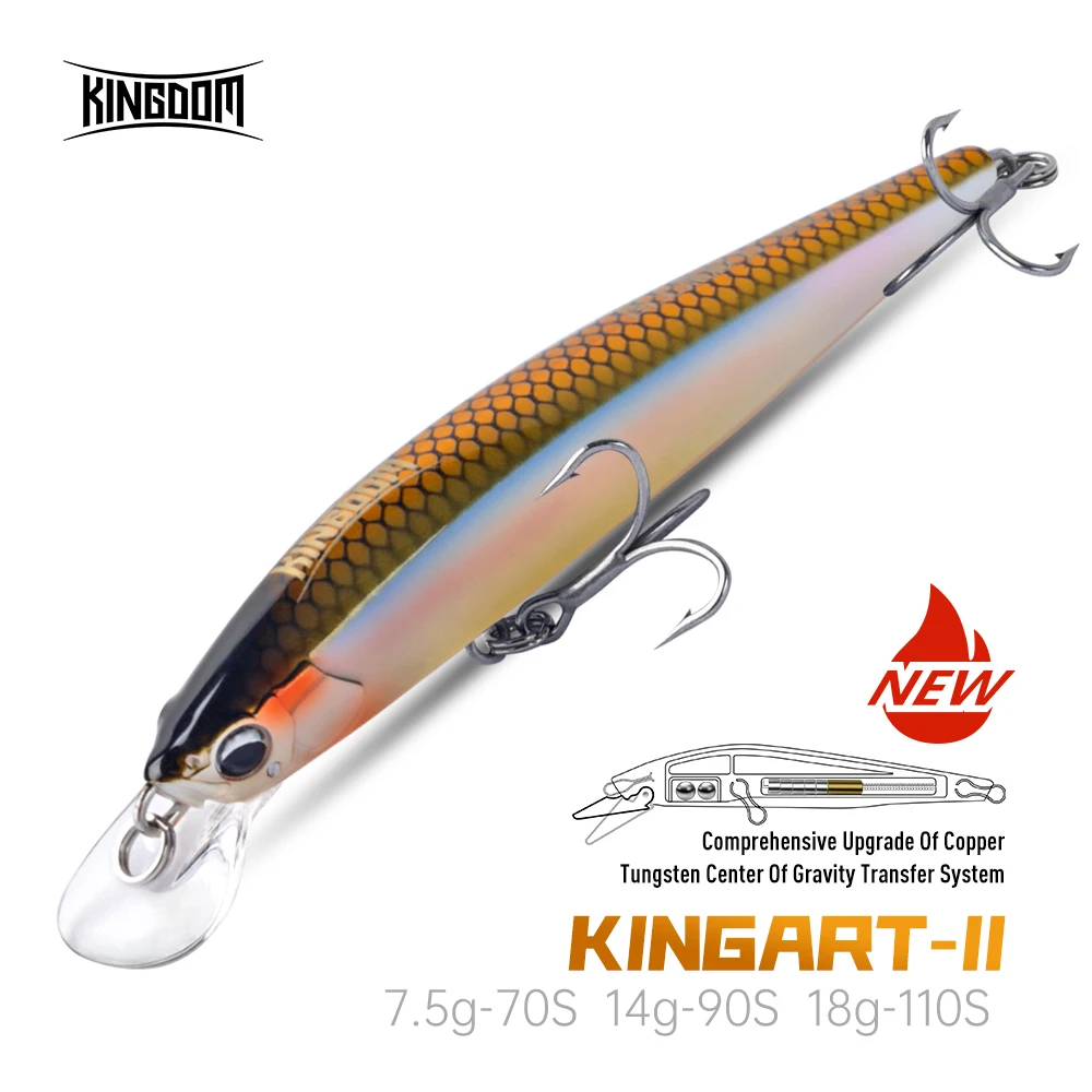 Kingdom Kingart-II Minnow Bait 70mm 90mm 110mm 7.5g 14g 18g Artificial Sinking Long Throw Bait Hard Bait Bass