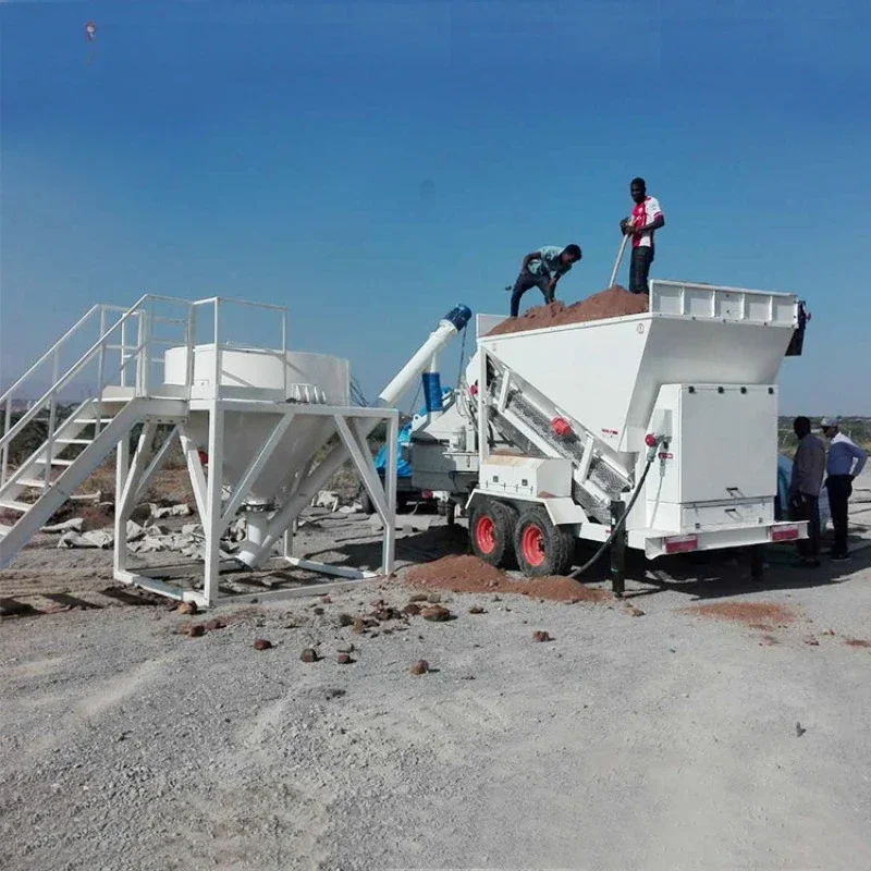 YG HZS25 To 240 M3/h  Mobile Skip Hopper and Belt Conveyor No Foundation Fixed Concrete Batching Plant