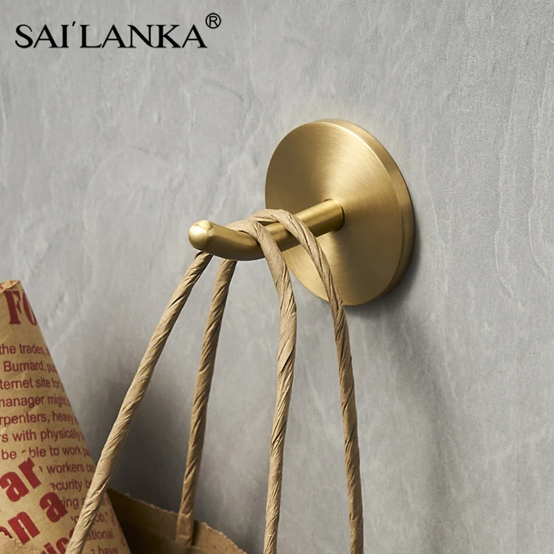 SAILANKA-Brass Clothes Hooks, Roundness Hanger, Household Rustproof Toalha Gancho, Cabide, Chaveiro, Acessórios Do Banheiro, Decoração