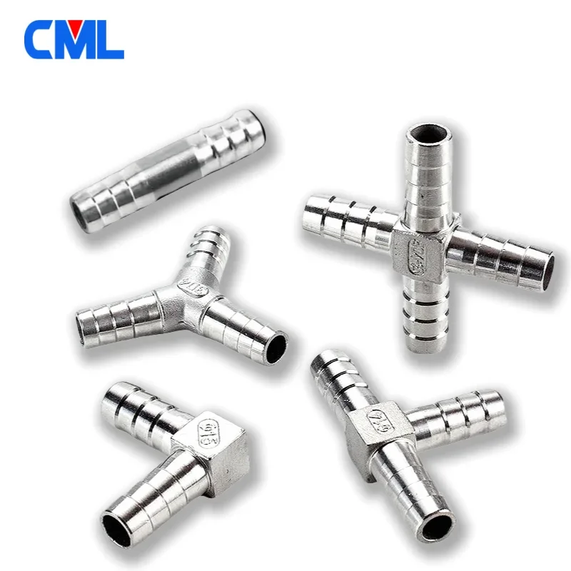 Conector Mangueira Aço Inox 304 6 8 10 12 13 14 15 16 18mm - Adaptador Reto/T/Y/Cotovelo/Tê/Cruz - Barbela Pagode