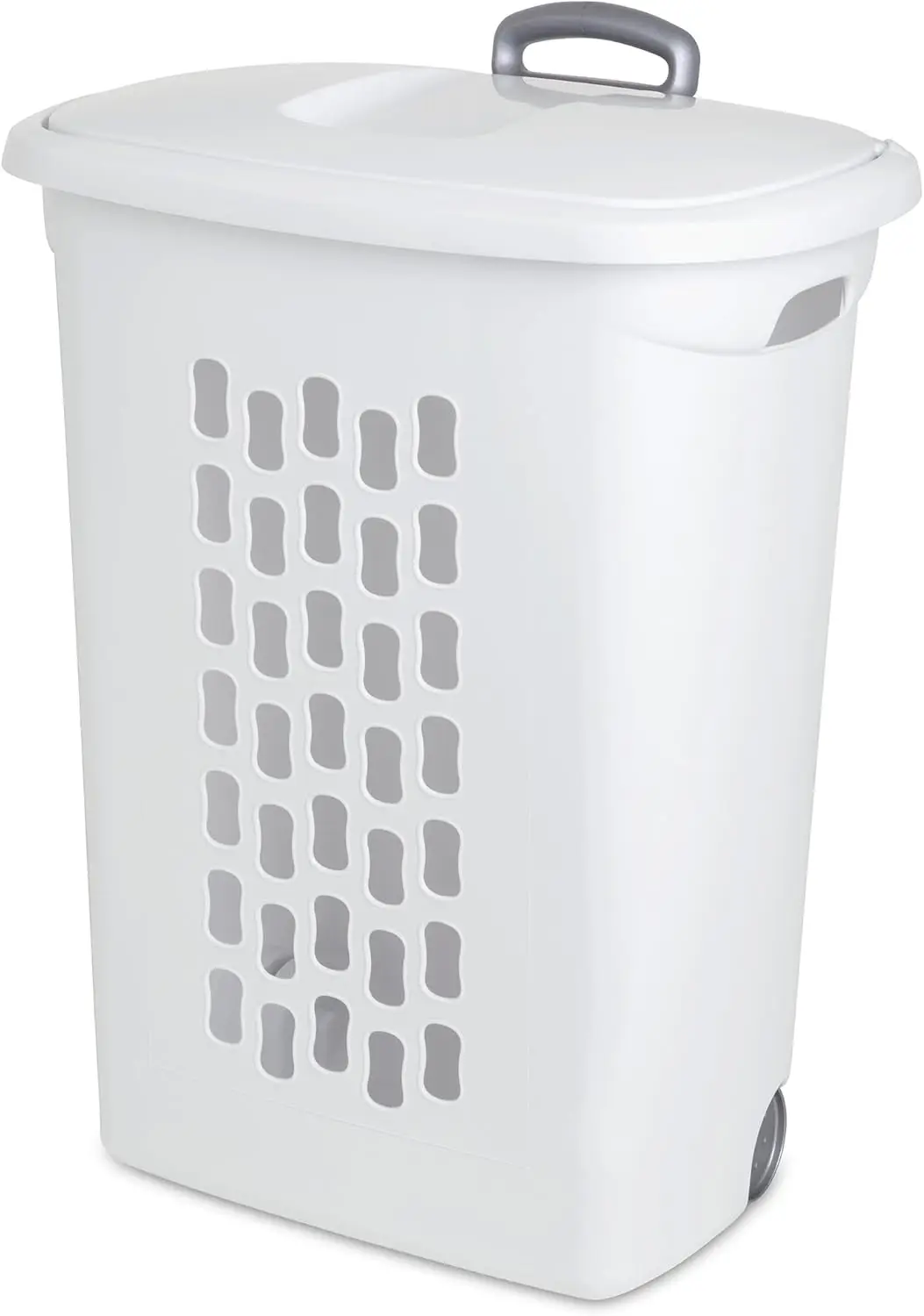 Juego de 3 Cestas de Lavandería con Ruedas, Tapa Abatible, Asa Retráctil y Orificios de Ventilación para Almacenamiento en el Hogar, Apartamento o Dormitorio