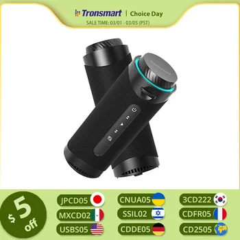[do Brasil] Tronsmart t7 caixinha de som bluetooth, surround de 360 graus alto-falante bluetooth, modos de led, verdadeiro estéreo sem fio, APP