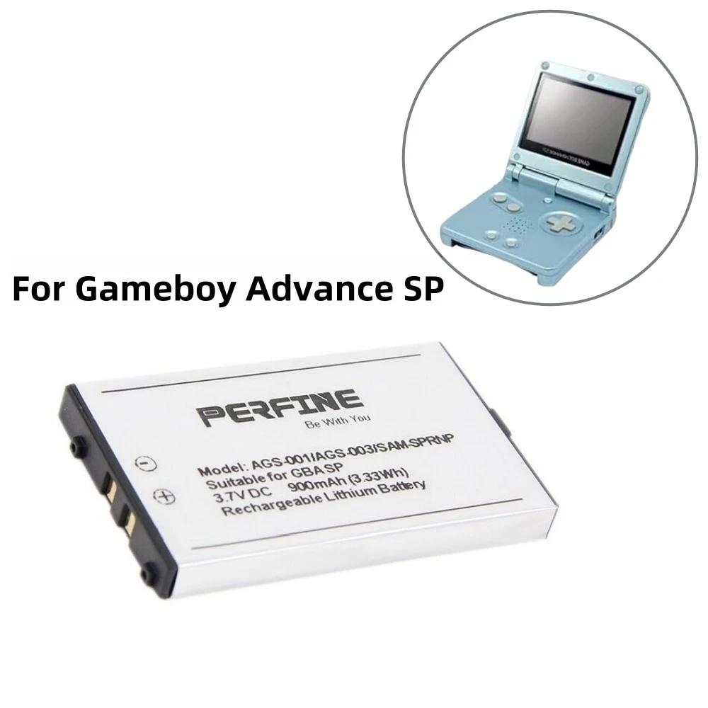 Perfine Batterie GBA SP pour Nintendo 900mAh AGS-003 batterie Game Boy SP Advance AGS-001 Batteries de remplacement