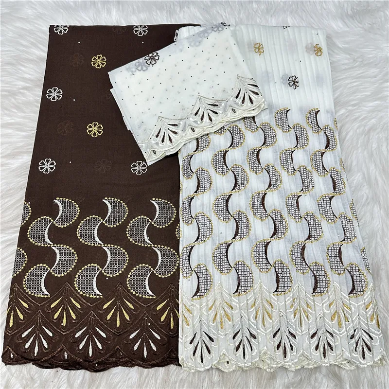

2.5+2.5 Y Swiss Voile Dry Lace Fabric Lafaya Embroidery African 100% Cotton fold Popular Dubai Style For Party Material 18L16183
