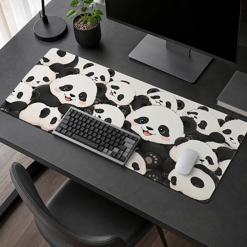 Cute Panda Mouse Pad Gamer XL HD New Mousepad XXL Mouse Mat Desk Mats Natural Rubber Non-Slip Office Computer Desktop Mouse Pad