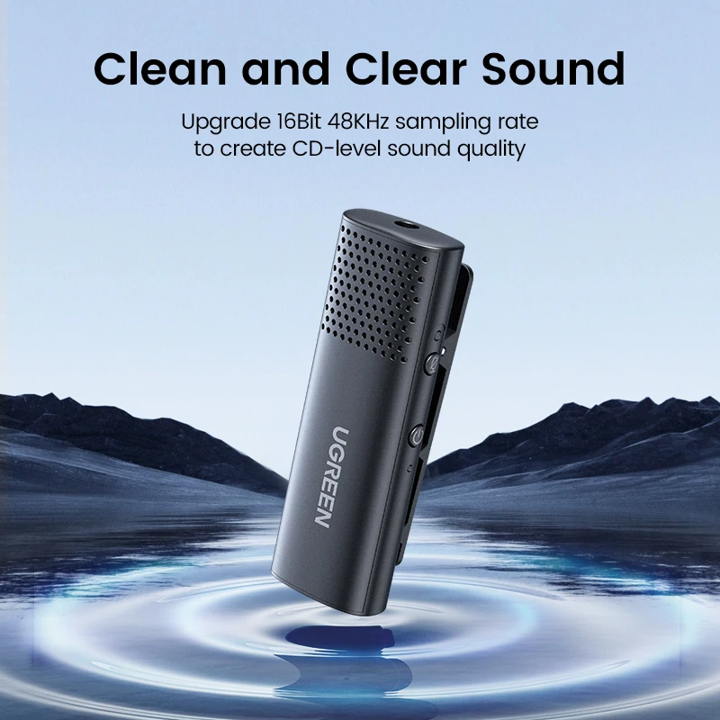 UGREEN Wireless Microphone Lavalier Omni Condenser Mic Noise Reduction Bluetooth 5.3 Mic for Camera Video Recording Live Stream