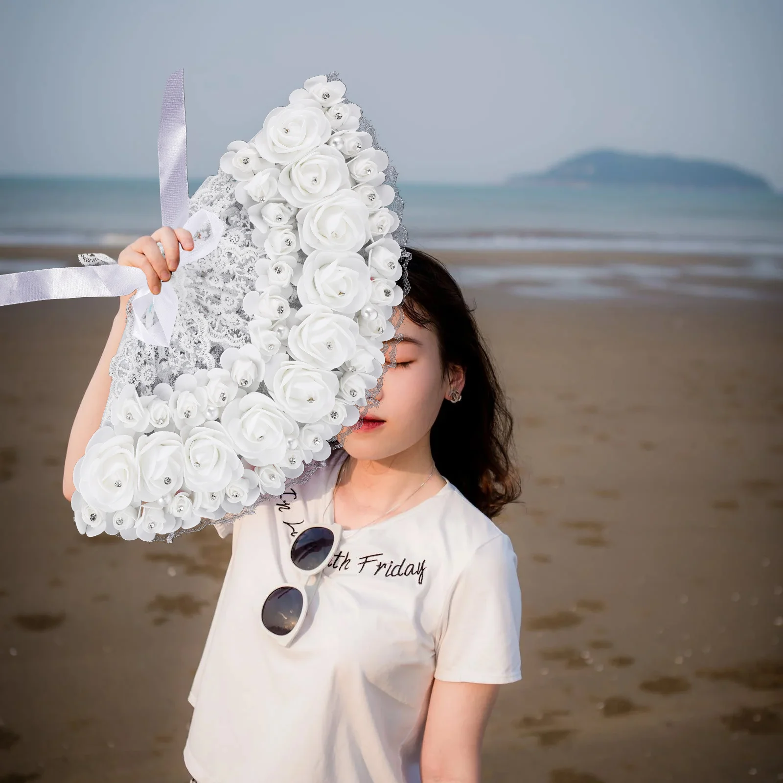 

Lace Flower Rhinestone Bridal Wedding Prop Lady Performance Decorative For Dance Masquerade Festival Wall Hanging Women