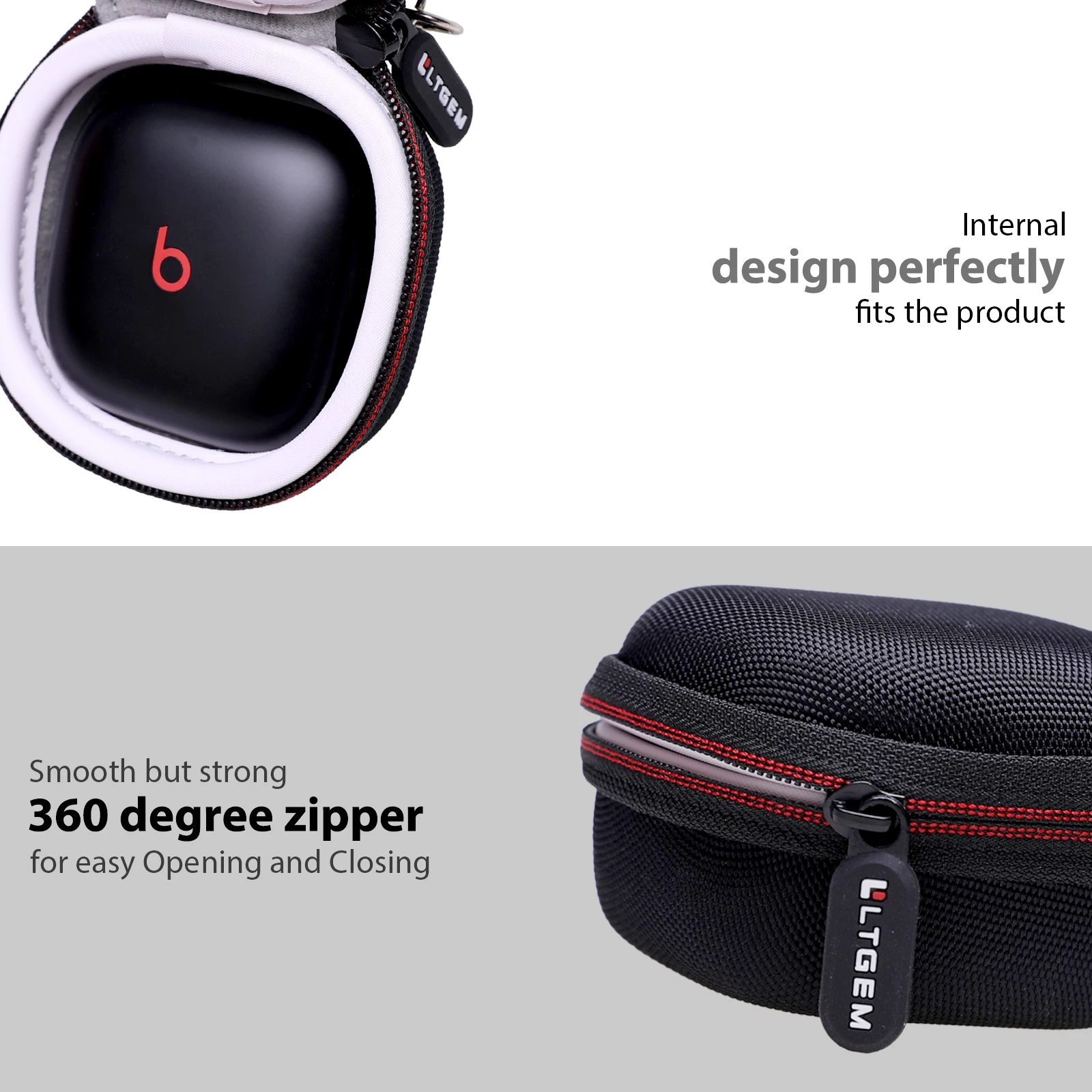Estuche rígido de EVA para Beats Fit Pro/Beats Fit Pro x, correa de mano desmontable y bolsa protectora con bolsillo de malla incorporado (solo estuche!)
