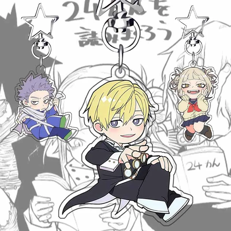 Chaveiro de personagem em acrílico versão Q para My Hero Academia Neito Monoma Shinso Himiko, decoração de anime, coleção, lindo presente.