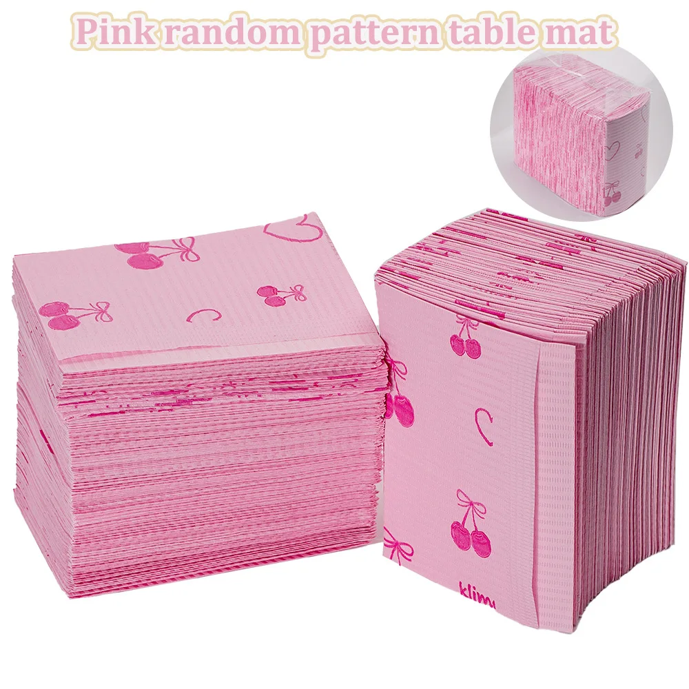 125PCS Pink Random Pattern Disposable Nail Table Mats, Ideal for Manicure & Nail Art Protection