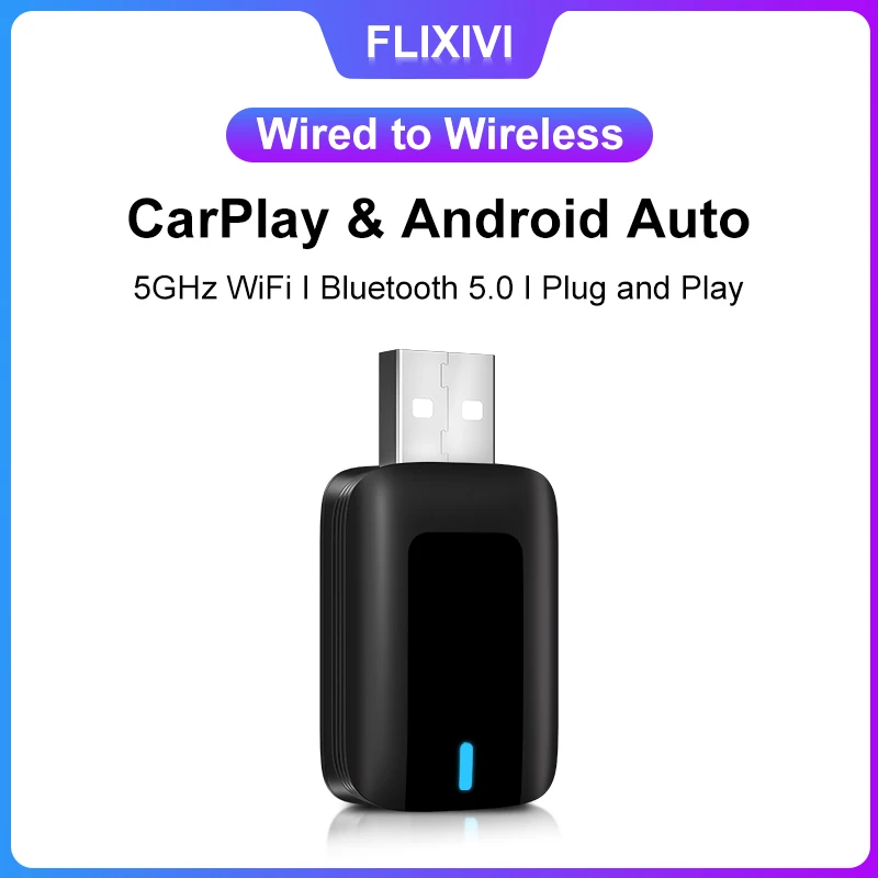 FLIXIVI CarPlay Wireless Adapter Android Auto To USB car play Wireless Intelligent Systems Wireless Adapter Mini AI Box for Car