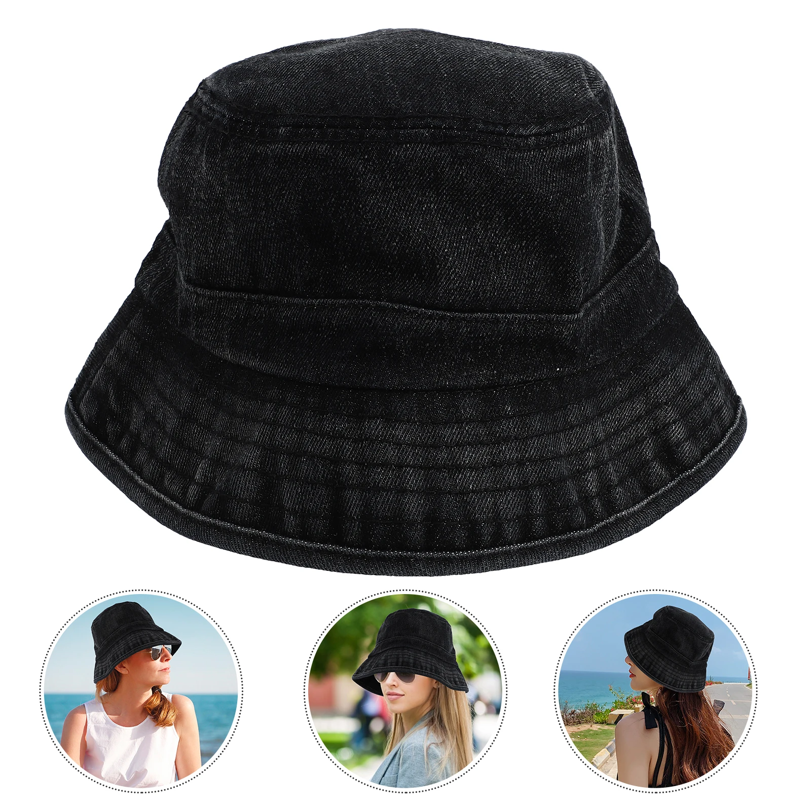 

Cotton Fisherman Retro Denim Bucket Hat Sun Protection Outdoor Summer Hat Wide Brim Uv Resistant Lightweight Comfortable Durable
