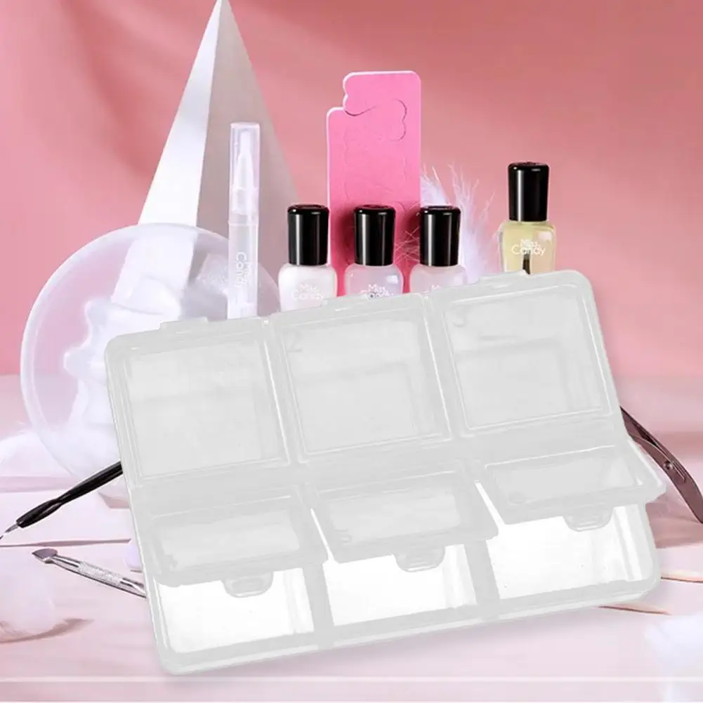 Transparent Storage Box 6 Grids Multipurpose Mini Adjustable Jewelry Beads Nail Art Tip Storage Case For Manicure Ornament 사물함