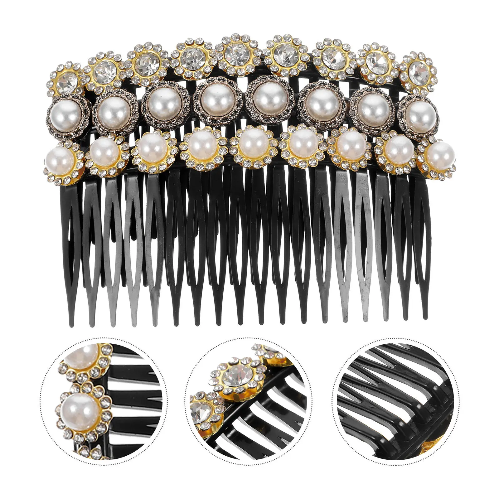 3 Pcs Hair Combs Pearl Bridal Accessories for Women Alloy Rhinestone Side Decorative Clips