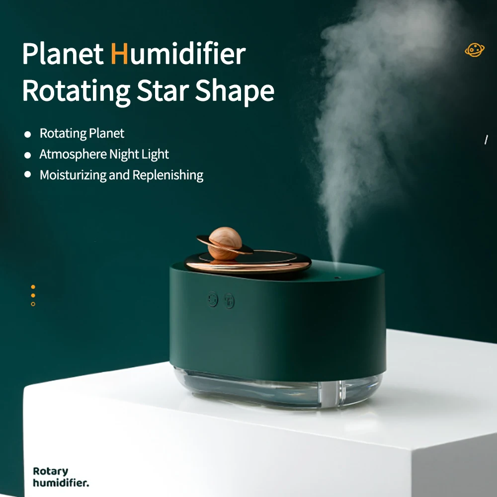 New Rotating Planet Air Humidifier 300ml Wireless Portable Mini Rechargeable Aroma Diffuser Sprayer Mini Night Light For Gift