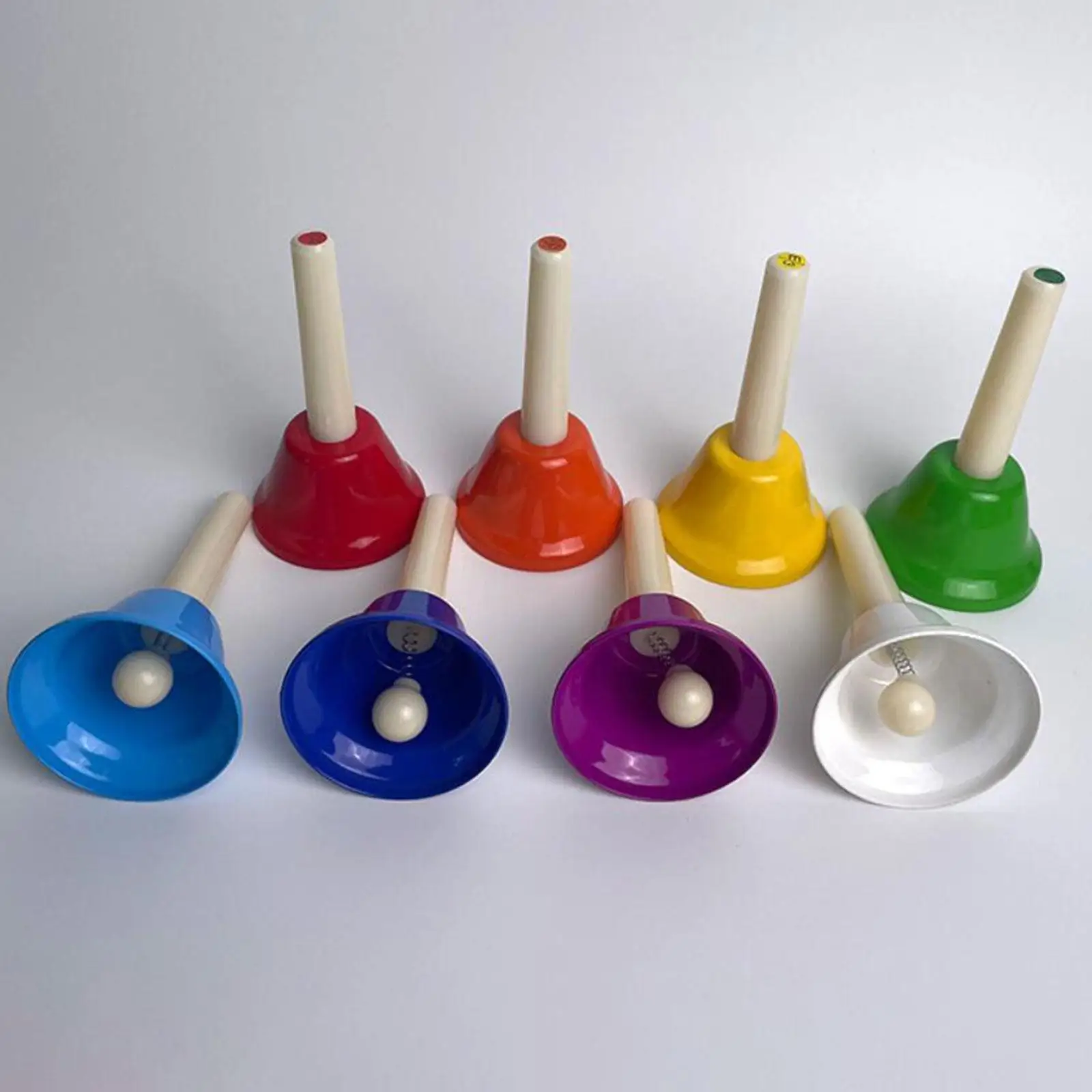 8x Hand Bells Handbells Musical Bells Colorful Handbells Musical Instrument for Wedding Kids Holiday Classroom Party Supplies