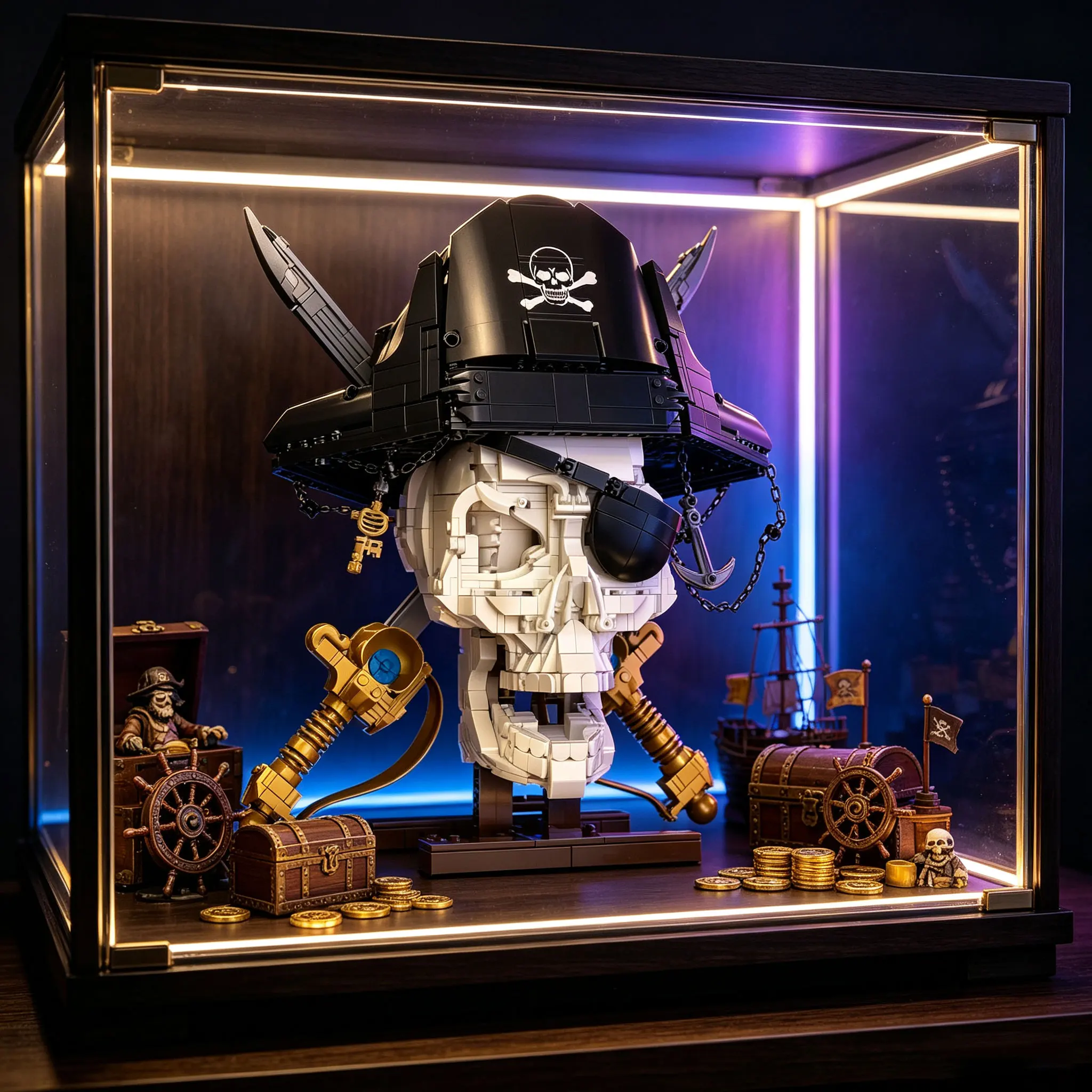moc-building-pirate-captain-skull-skull-double-edged-saber-tabletop-decoration-high-end-collectible-childrens-toy-halloween-gift