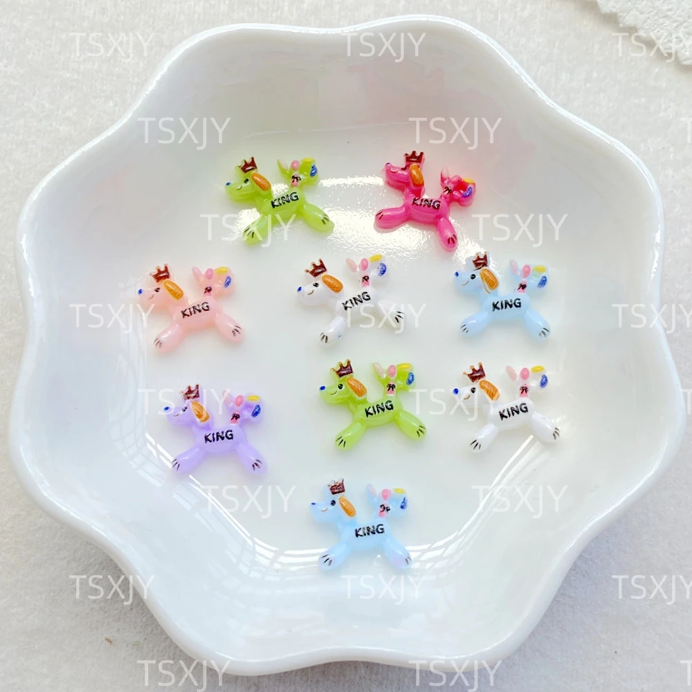 60 pièces résine Kawaii coloré Mini dessin animé couronne chiot Nail Art Flatback pierre Scrapbook Figurines bijoux à bricoler soi-même accessoires artisanat