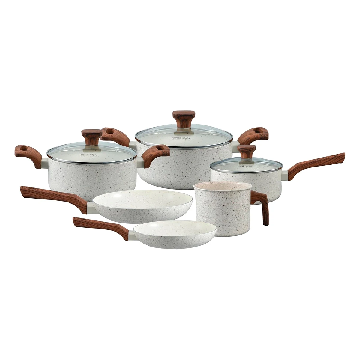 6 Pieces Pratic Cook Marmol Induction and Gas Cookware Set