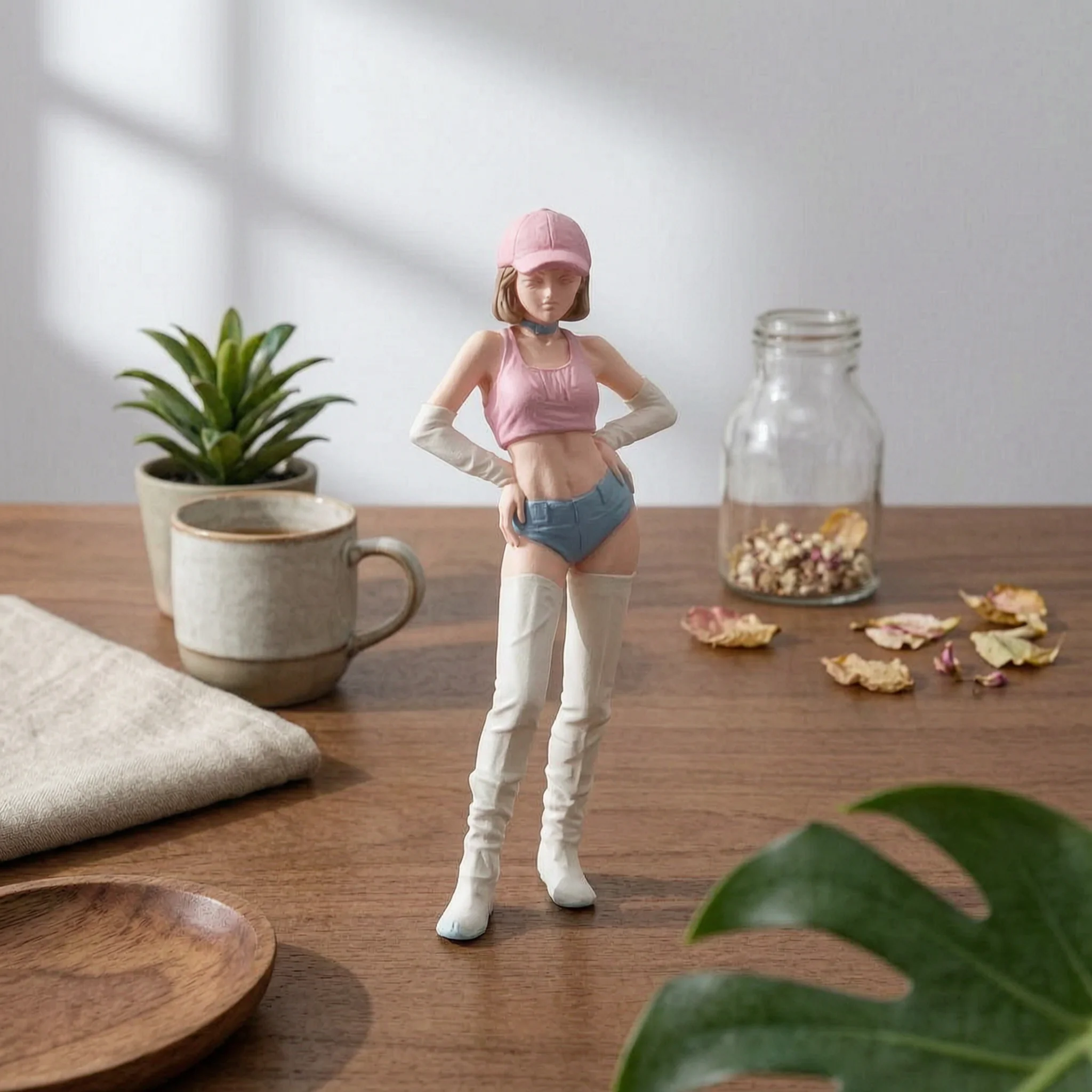 

Miniature Figurine 1/64 Scale Female Figurine Painted Resin Lady Model Handmade Micro Landscape Woman Prop Realistic Details