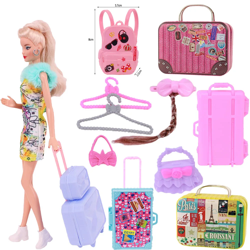 Doll Accessories Clothes Jewelry Luggage Suitcase Dollar Mini Plastic Toiletries Computer for 11.5 inch Barbiees BJD Glasses Toy