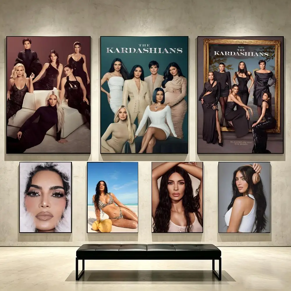 Chic Modern Glamorous Reality TV Star K-Kim Kardashian Poster Self Adhesive PP Wall Art No Frame Bedroom Playroom Decor