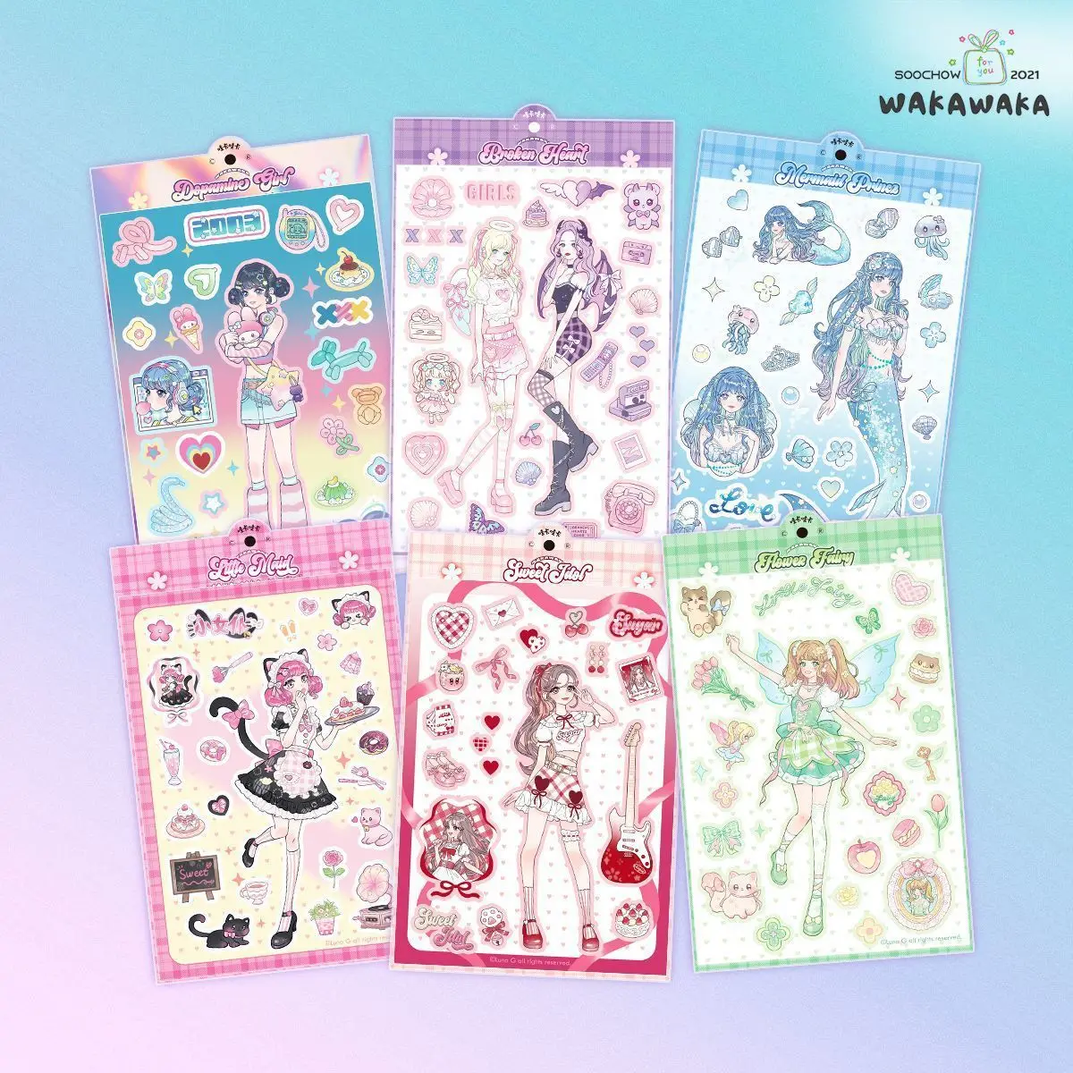 6 шт. милые карманные Стикеры для девочек-русалок