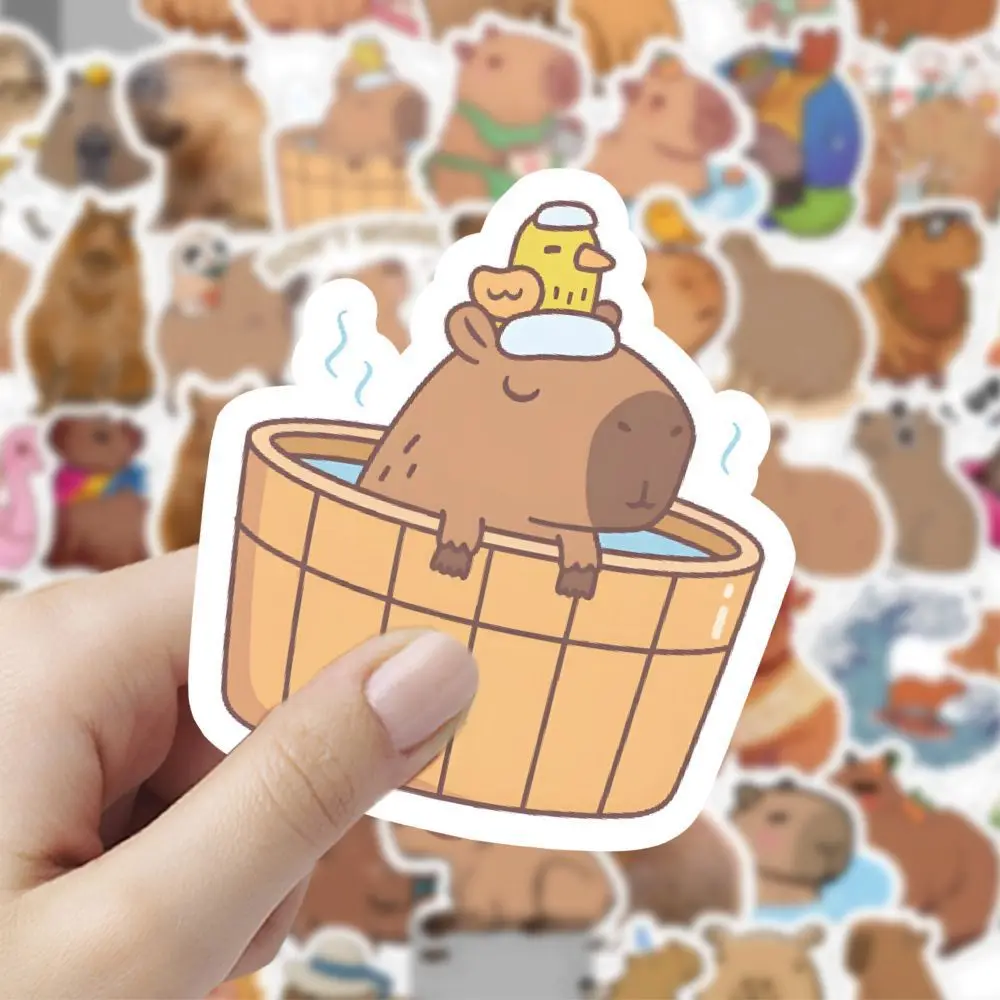 

10/60PCS Kawaii Capybara Stickers Cute Animal Cartoon Decals DIY Decoration Laptop Guitar Car Bike Skateboard Sticker Kids Toys