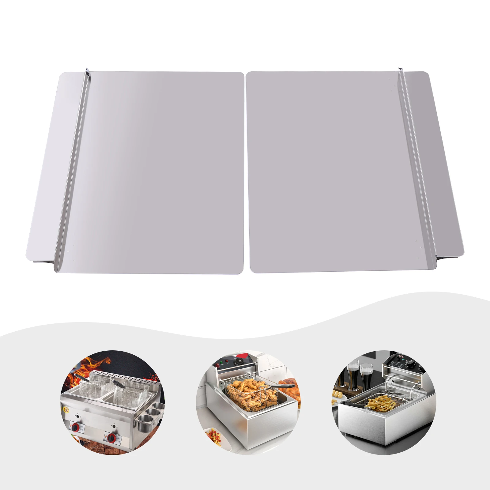 2 Pack Universal Stainless Steel Deep Fryer Splash Guard Insert Left & Right New