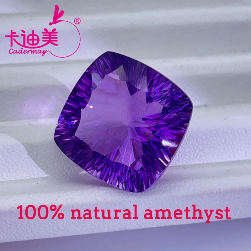 

CADERMAY Cushion Shape Natural Amethyst Loose Stone With GRC Certificate Beads For Jewelry Making