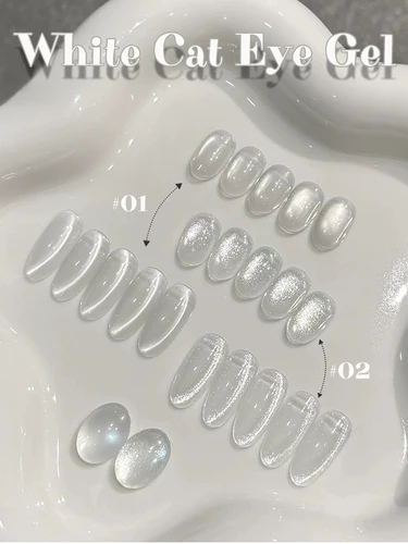 Imagen 2 del producto 1-12 piezas PSK Gel de Uñas Ojo de Gato con Cuentas de Cristal Transparente Efecto Hielo, Novedad 2026, Gel Súper Brillante para Arte de Uñas Ojo de Gato Cristal Blanco Elfo