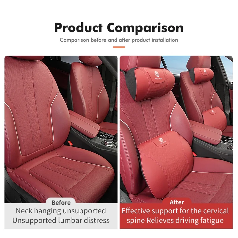 Car Seat Headrest Lumbar Cushion Waist Protector Neck Pillow For Volkswagen VW Passat Golf 4 5 6 Tiguan Polo Scirocco Jetta CC