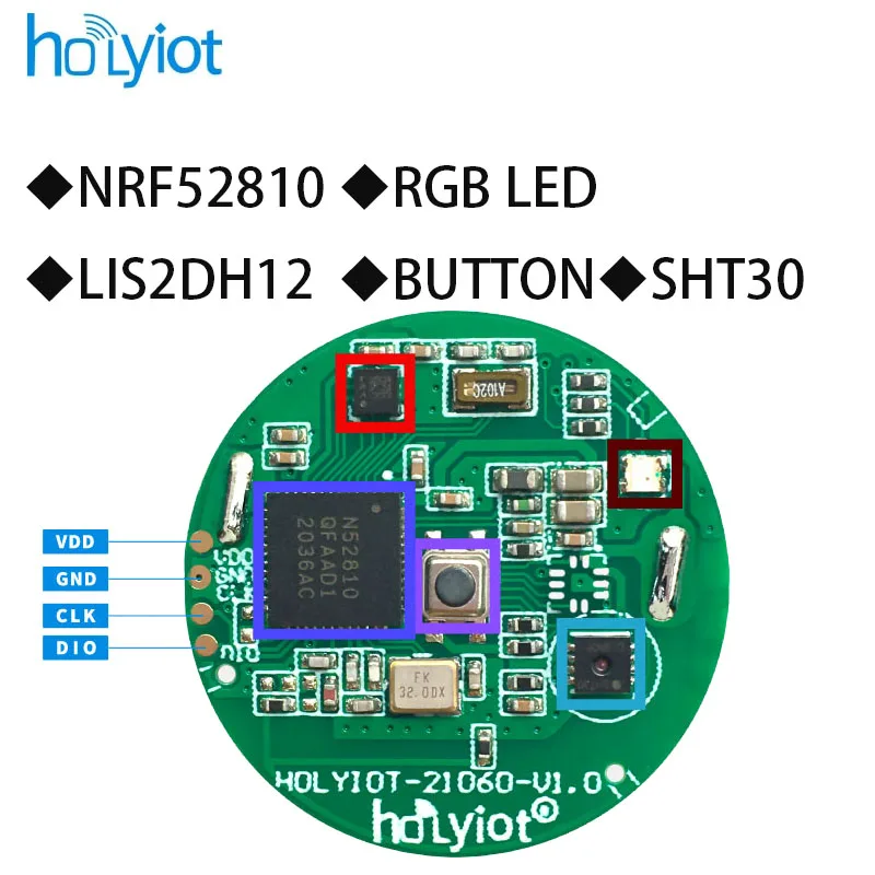 Intelligent Automation Module NRF52810 BLE 5.0 Bluetooth Module Low Power Consumption  Accelerometer Temperature Humidity Sensor