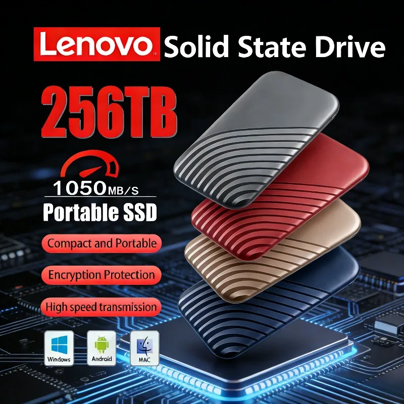 

Внешний SSD-накопитель Lenovo High Speed с интерфейсом Type-C USB3.1, портативный жесткий диск, 2 ТБ, 4 ТБ, 8 ТБ, 64 ГБ для ноутбука