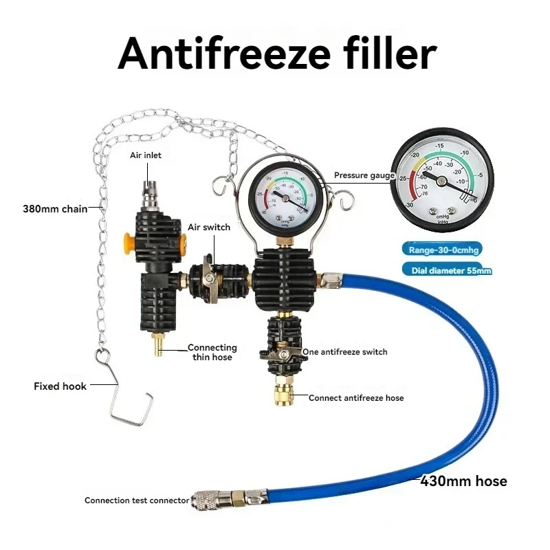 

New Car Water Tank Leak Detector Pressure Gauge Cooling System Pressure Tool Antifreeze Manual Replacement Filler