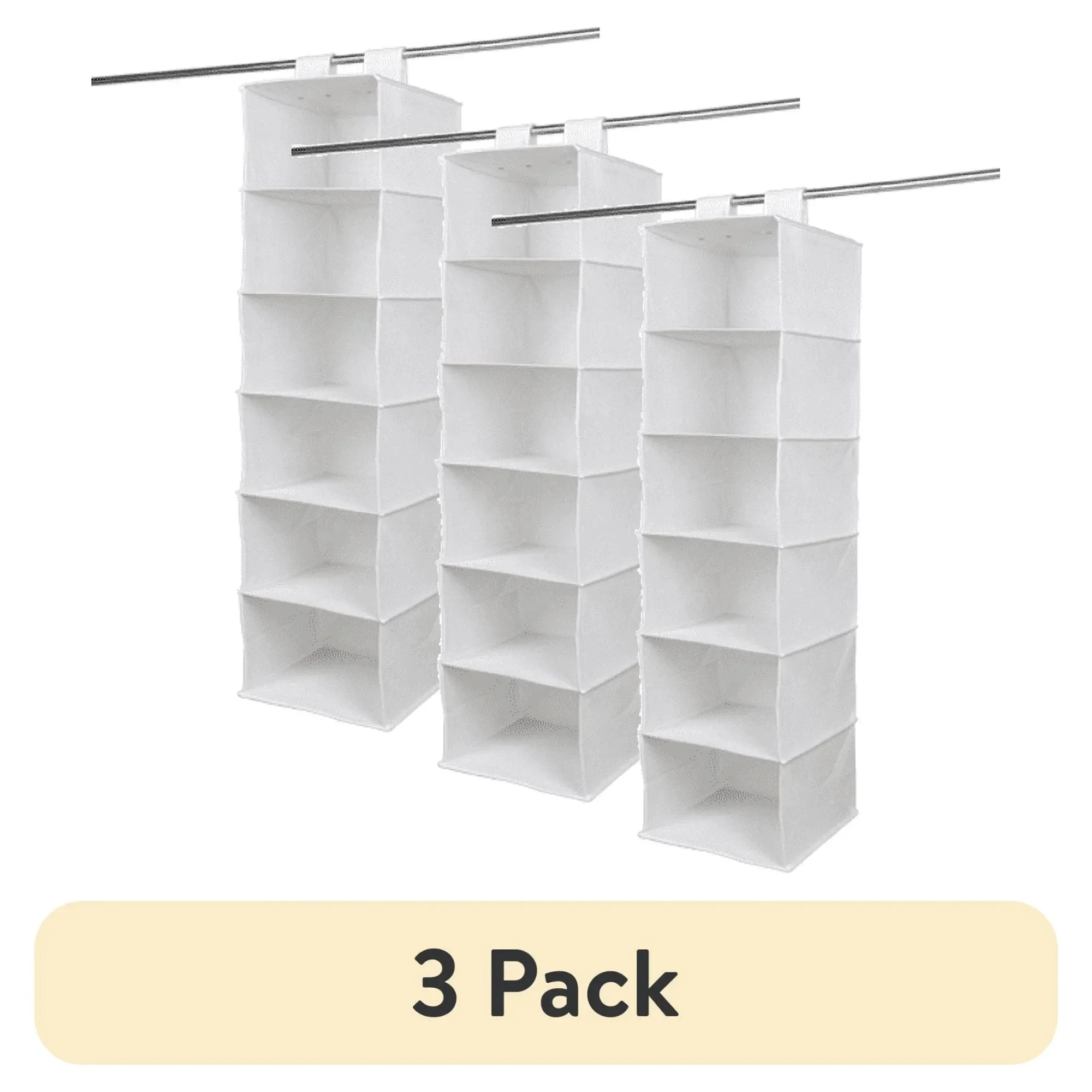 

Комплект из 3 подвесных органайзеров для шкафа с 6 полками — арктический белый нетканый материал — прочный компактный и простой дизайн установки