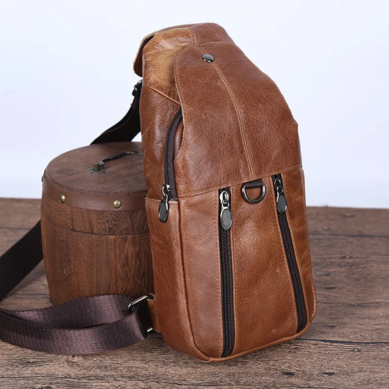 Men Chest New Bag Vintage Fashion Solid Multifunction Shoulder s Trend Leisure Outdoor Sports Messenger