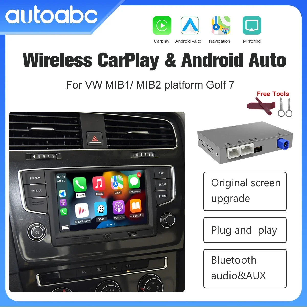 Carplay inalámbrico Android Auto para Volkswagen Golf 7 con sistema MIBI accesorio Multimedia enlace de espejo cámaras compatibl
