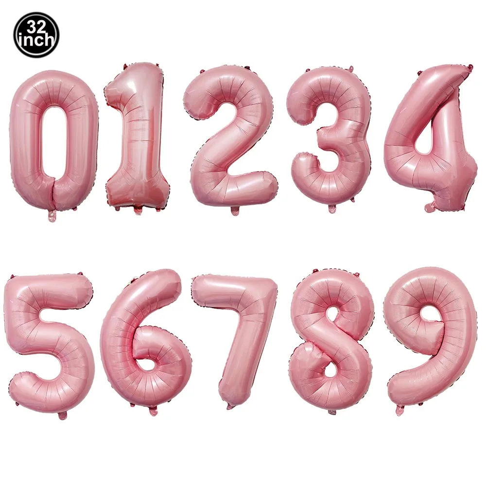 32 بوصة اللون أرقام كبيرة بالون 0 1 2 3 4 5 6 7 8 9 الوردي الأزرق عيد ميلاد الكرة أرقام العازبة بالونات الطرف الديكور #2