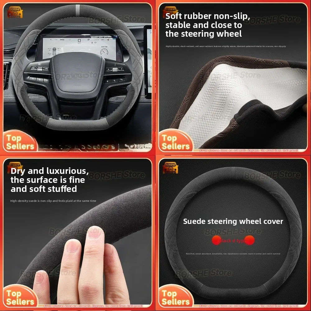

2026 Faux Fur Steering Wheel Cover Suitable for BYD Song L PLUS Pro MAX Champion Edition DMi EV Cars Winter Warm Accessory