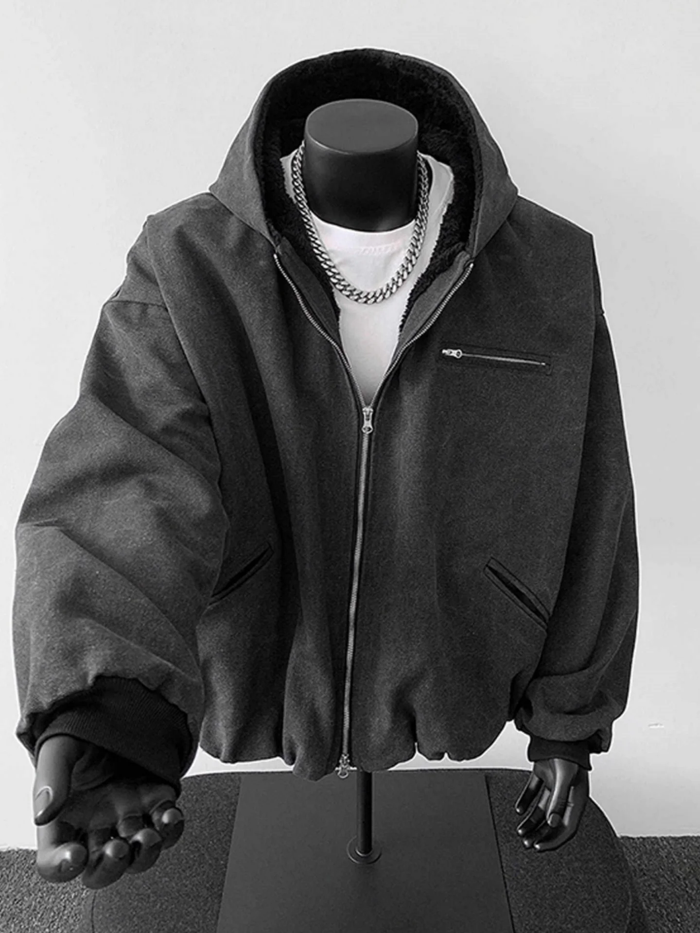 

Мужская зимняя куртка из плотного джинсового хлопка American Style, утепленная флисом, с капюшоном, на молнии, верхняя одежда Cooln Hi...