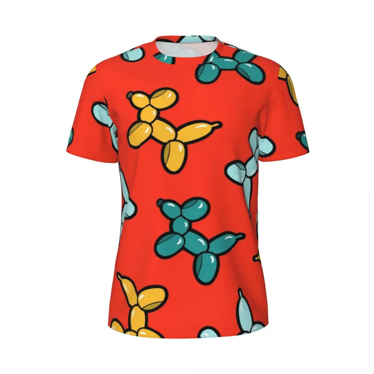Gym T Shirt For Male Balloon Animal Dogs T Shirts Hippie Funny Balloons Print Beach Tees O Neck Classic Graphic Tops Plus Size