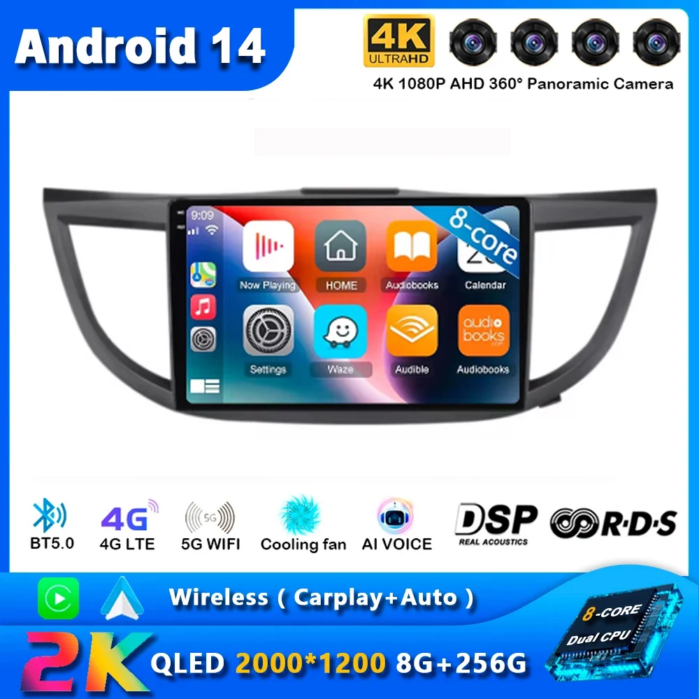 

Автомобильный радиоприемник Android 14 для Honda CRV CR-V 4 RM RE 2011 2012 2013-2014, навигация GPS, мультимедийный видеоплеер, стерео, Wi-Fi + 4G