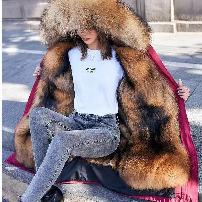 Chic Pai Overcome Winter Plus Velvet Thick Warm Parka High-End Detachable Liner Hooded Cotton-Padded Coat Women's Overcoat