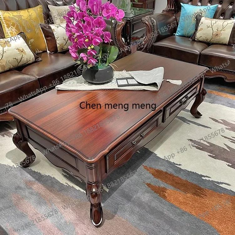 

American black walnut coffee table all solid wood small apartment living room rectangular multi-drawer