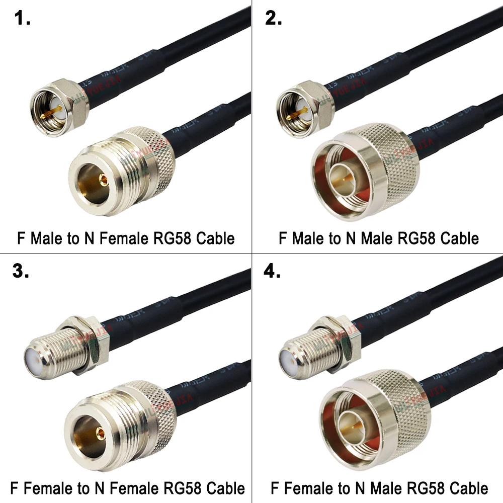 1Pcs L16 N to F RG-58/U Cable F Male Female to N Male Plug N Female Jack RG-58 Jumper 50 ohm RF Coaxial Extension Cable 15CM~30M