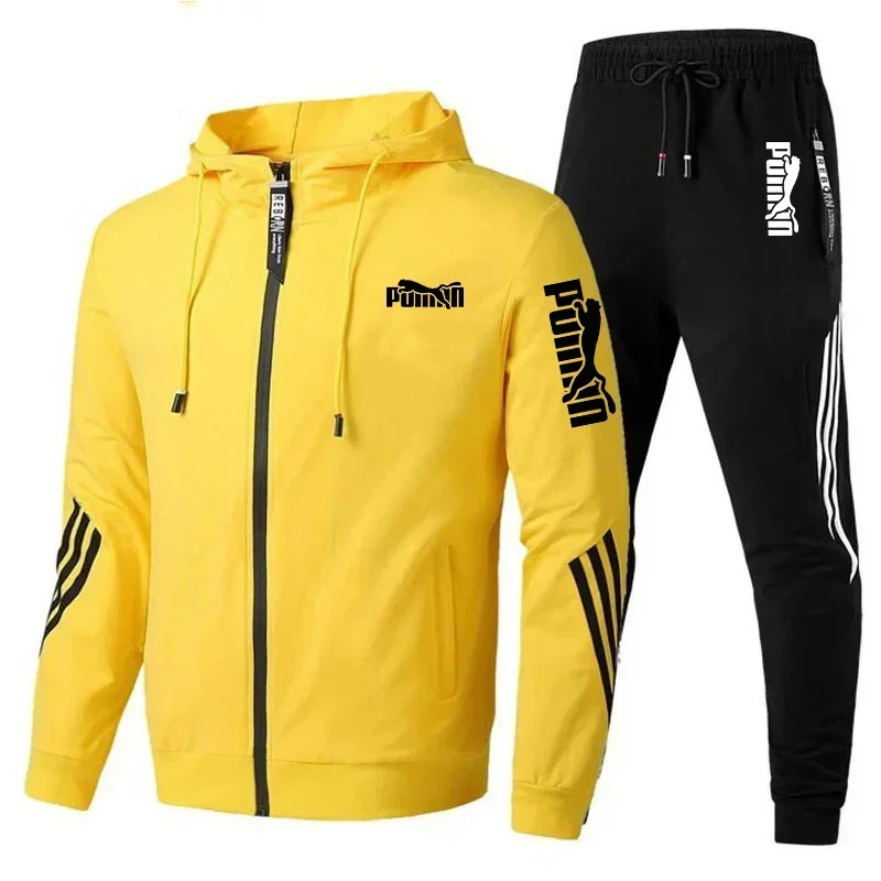 Chándal de manga larga para hombre, Conjunto de sudadera con capucha y pantalones de chándal, ropa deportiva informal de alta calidad para